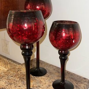 Kirkland’s 3 red Mercury Christmas Candle holder